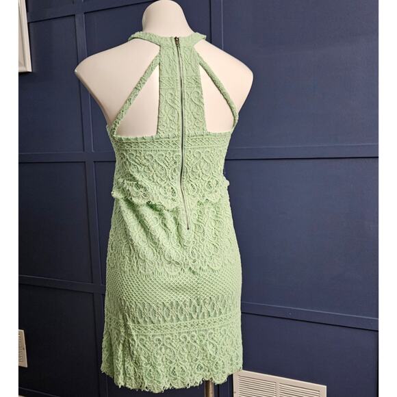 Alya Francesca's Mint Green Lace Overlay Sleeveless Halter Dress sz XS - Picture 3 of 6